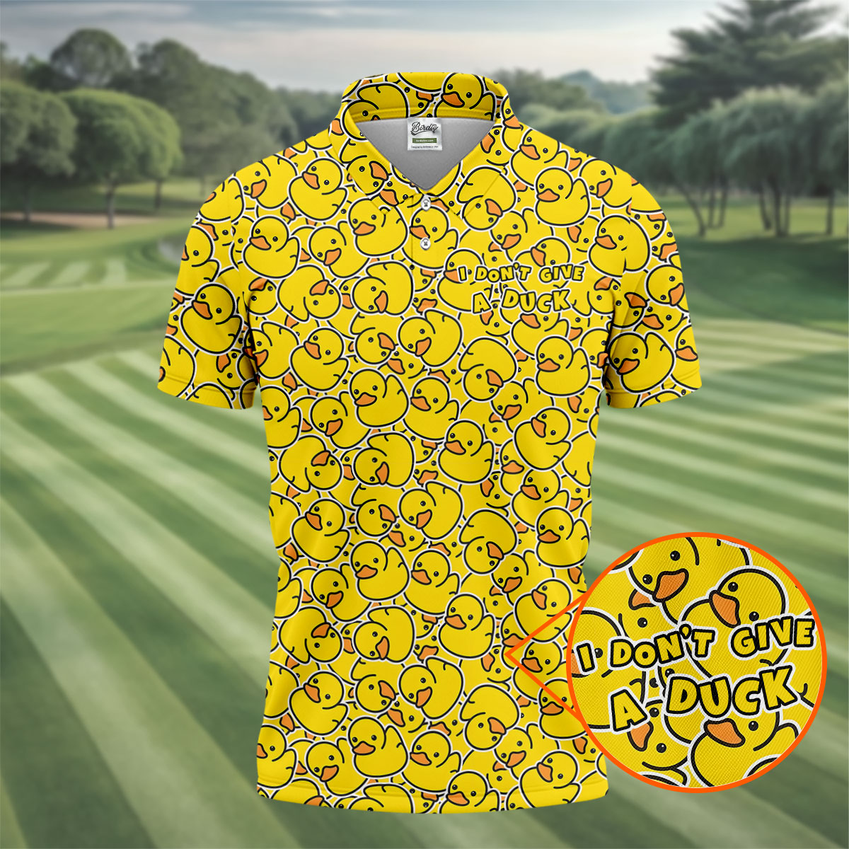 I Don't Give A Duck Yellow Rubber Duck Hawaiian Golf Shirt, Men's Funny Golf Shirts