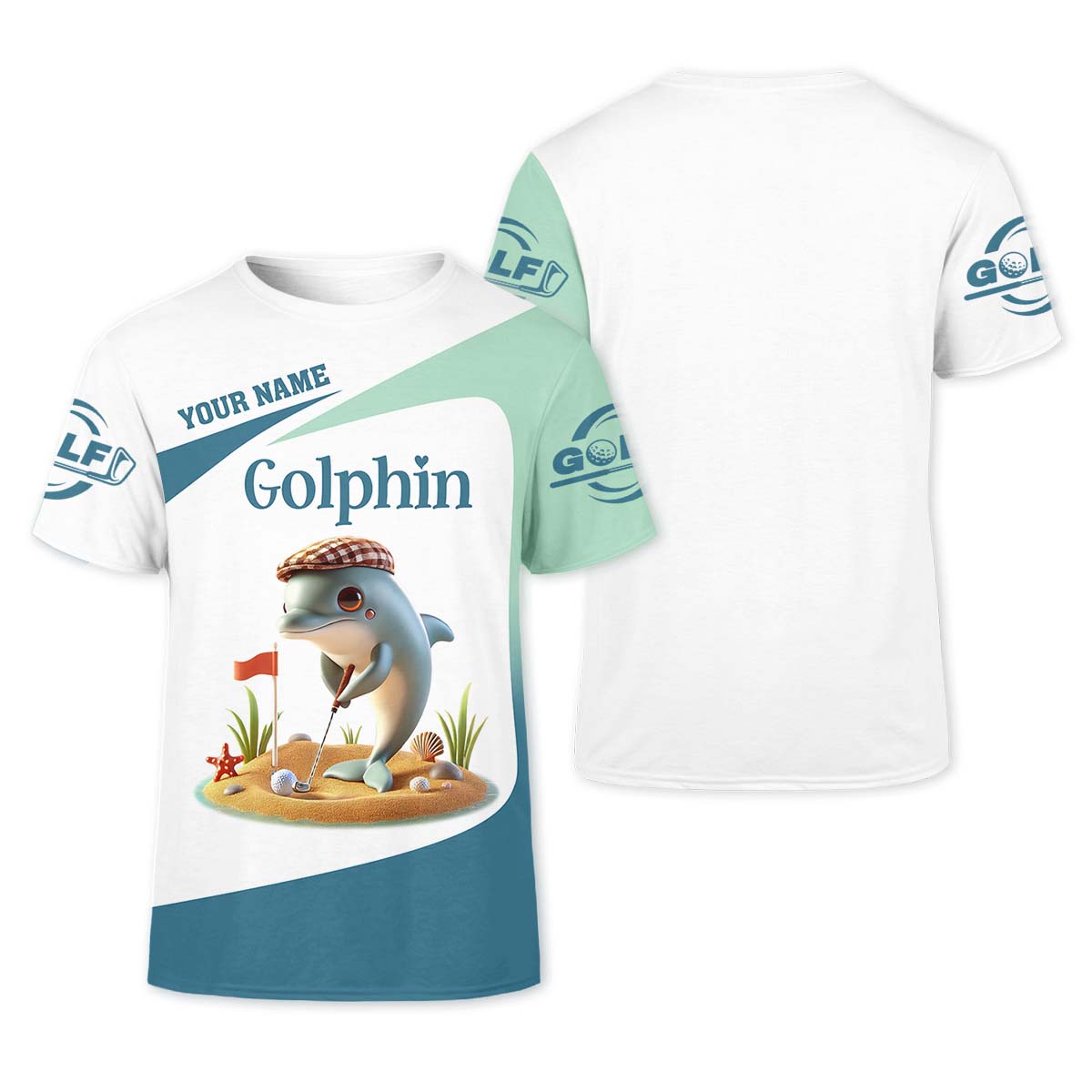Golfin' Dolphin Custom Golf Polo Shirt, Golfing Apparel, Mens Golf Gift, Funny Golf Polo Shirt