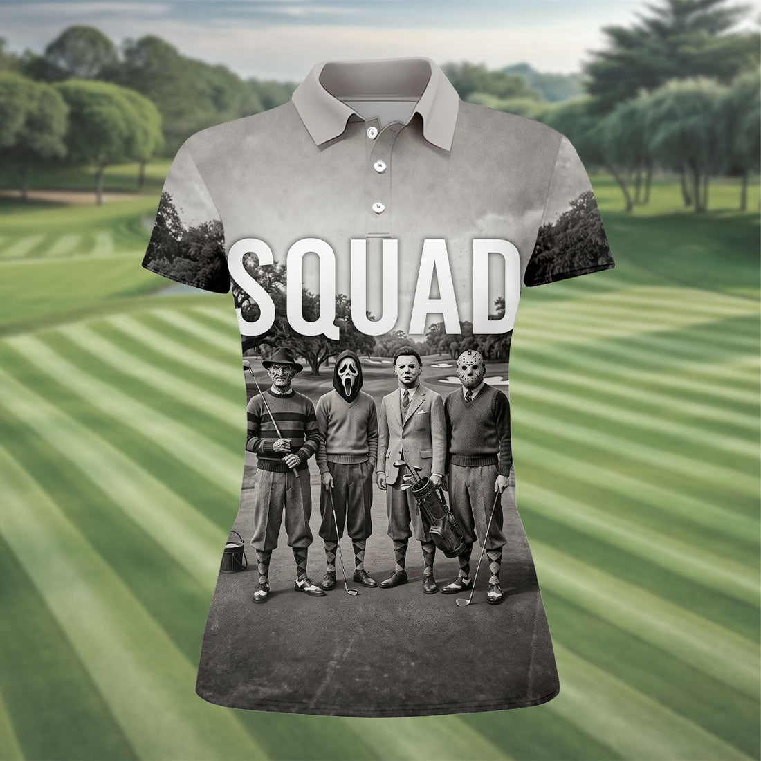 Horror Golfer Squad Halloween Golf Polo Shirt, Women’s Golf Polo, Ladies Golf Shirts