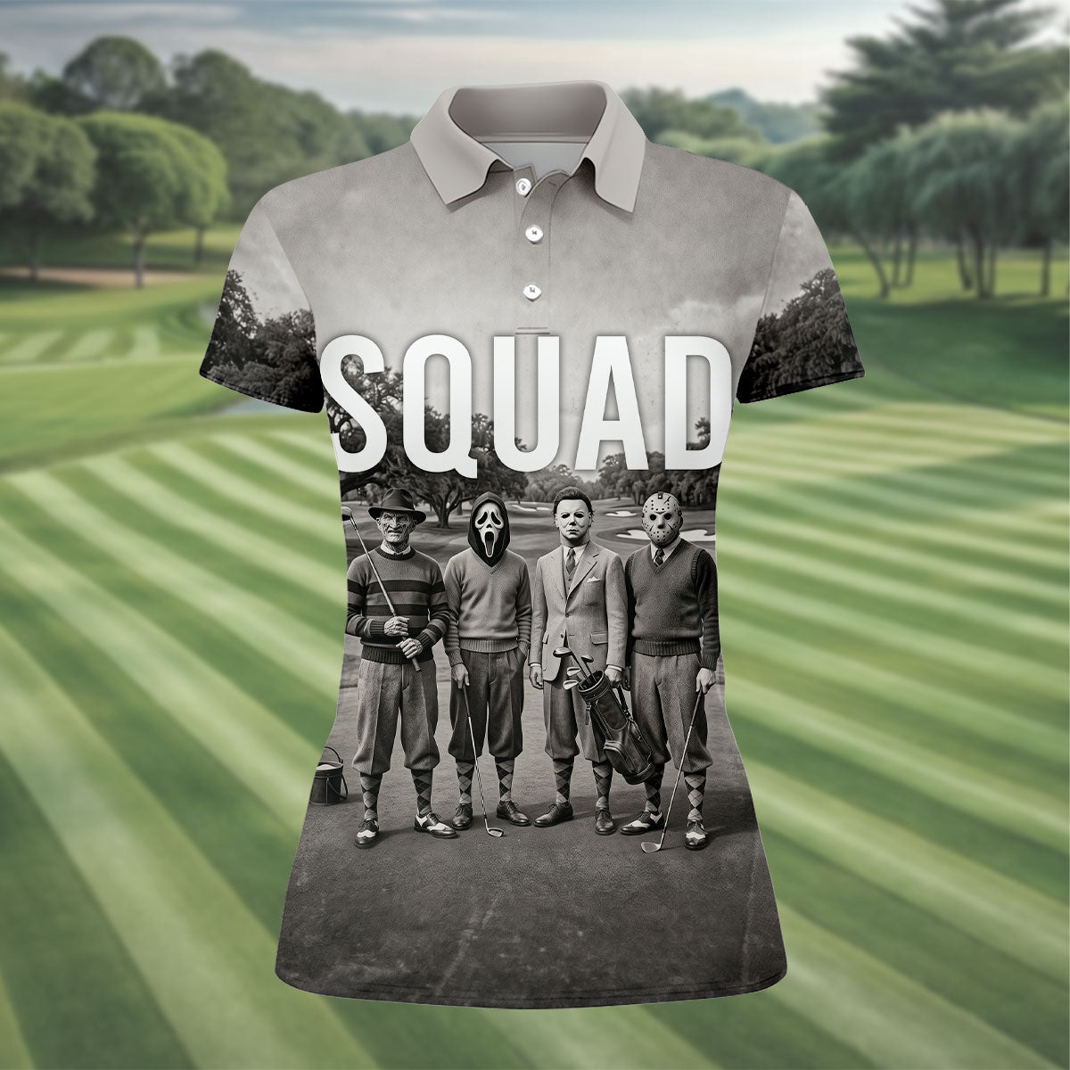 Horror Golfer Squad Halloween Golf Polo Shirt, Women’s Golf Polo, Ladies Golf Shirts