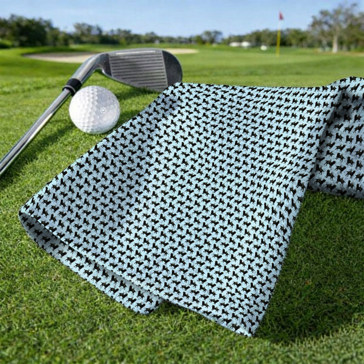 Black Lab Pattern Golf Towels, Crazy Labrador Golf Towel, Golf Gift For Golfer