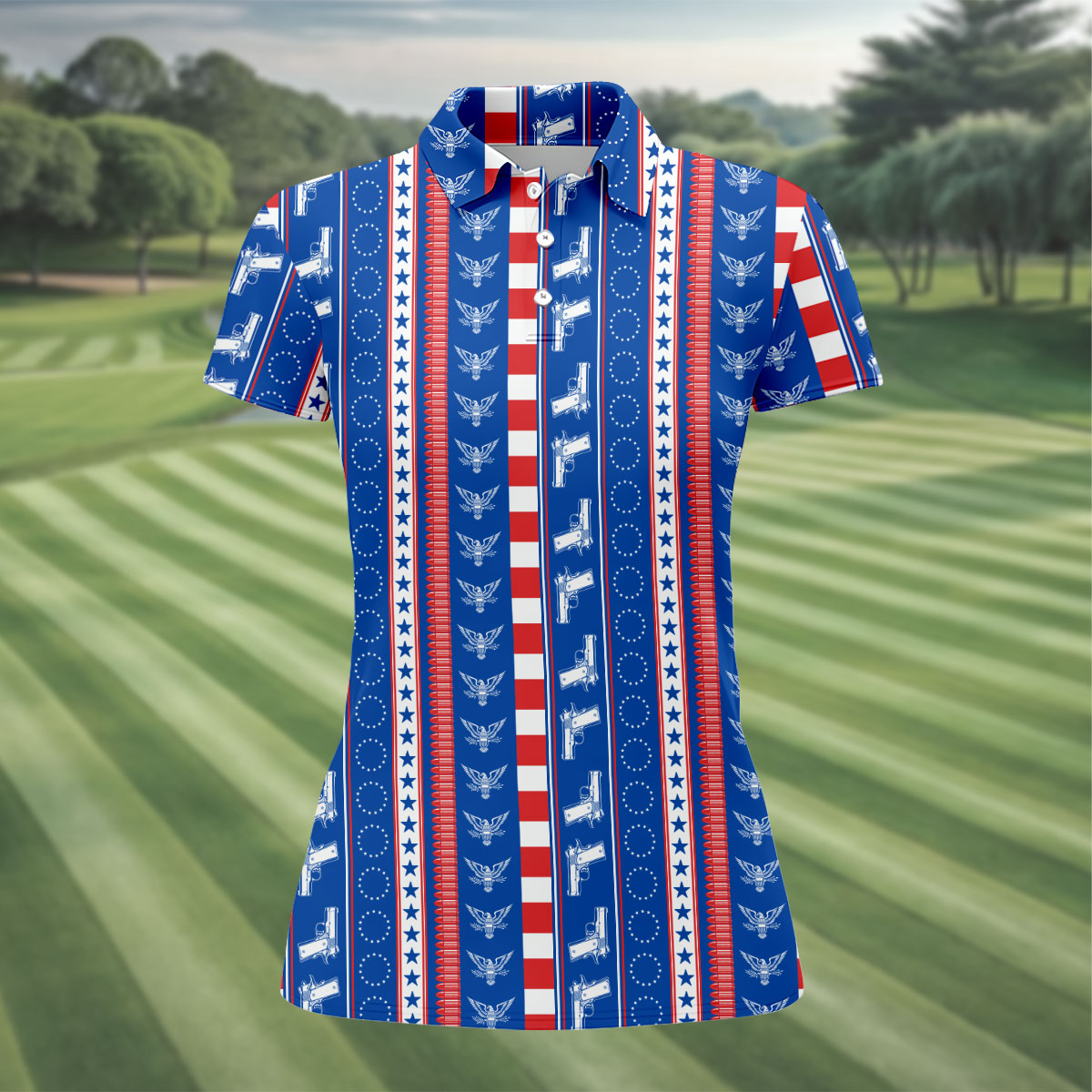 Red White Blue Army Theme Patriotic 4th Of July Golf Shirt, 250 Years Golf Shirt For Women