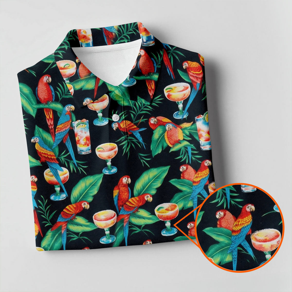 Colorful Parrots Margaritas Cinco De Mayo Celebration Fiesta Themed Tropical Pattern Golf Shirt For Women