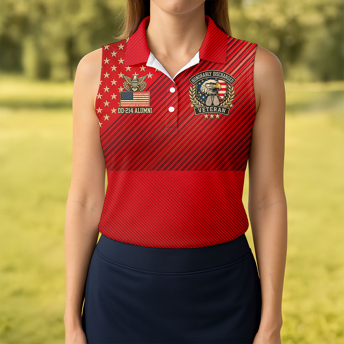 Veterans Day USA Eagle Emblem Polo Shirt, Golf Shirts For Women, Womens Golf Tops