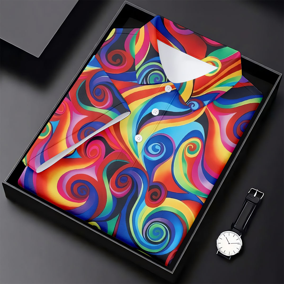 Colorful Rainbow Swirl Abstract Golf Shirt, Ladies Golf Shirts, Women’s Golf Apparel, Performance Golf Shirt