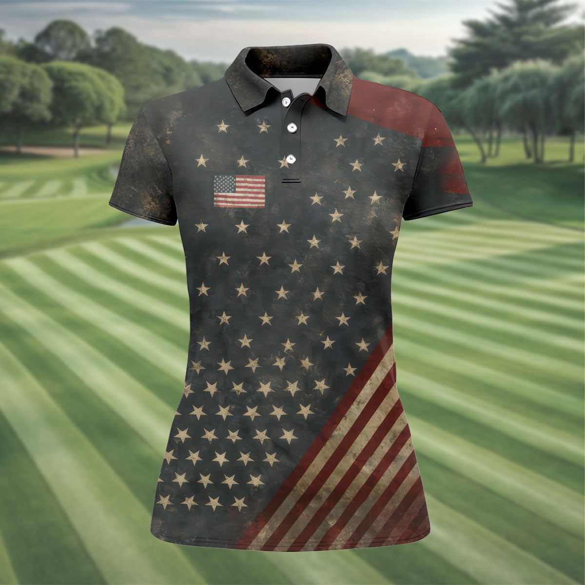 1776 Independence Day Stars Stripes Polo Golf Shirt, Patriotic Golf Shirt, Golf Shirts For Women
