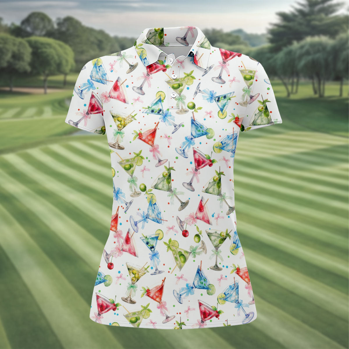 Coquette Martini Cinco De Mayo Celebration Ladies Golf Tops, Summer Theme Golf Shirt For Women