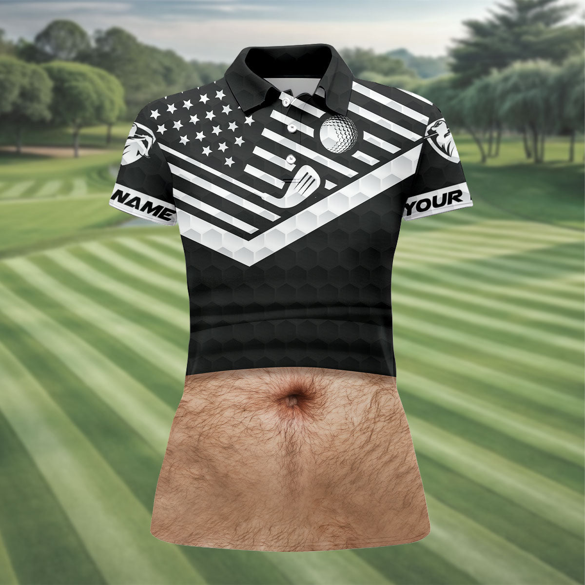 Personalized Hairy Beer Belly Golf Polo Shirt, Women's Golf Polo, Ladies Golf Top