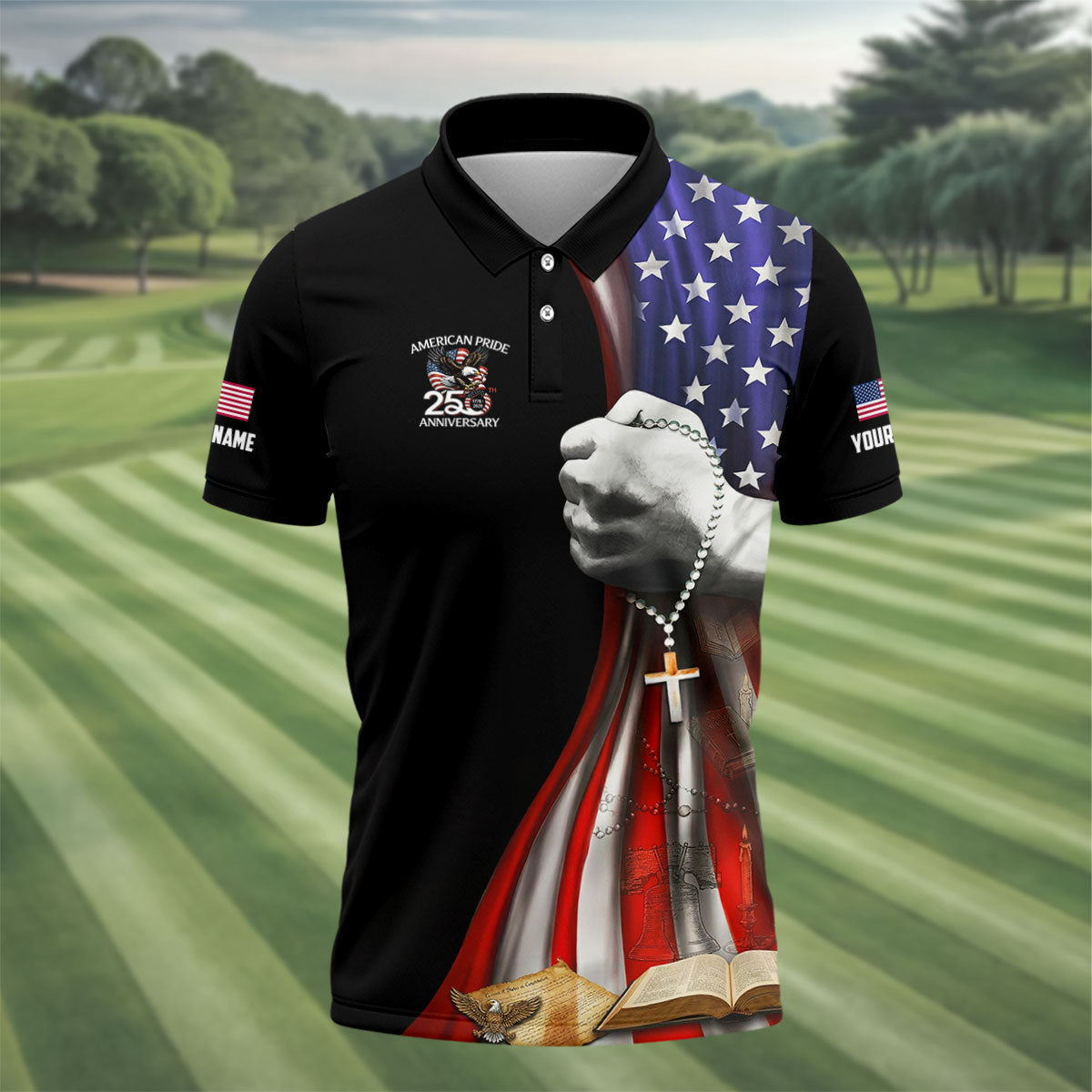 Remember The Fallen Veteran Memorial Patriotic 4th Of July Golf Shirt, 250th Anniversary Golf Shirts For Men