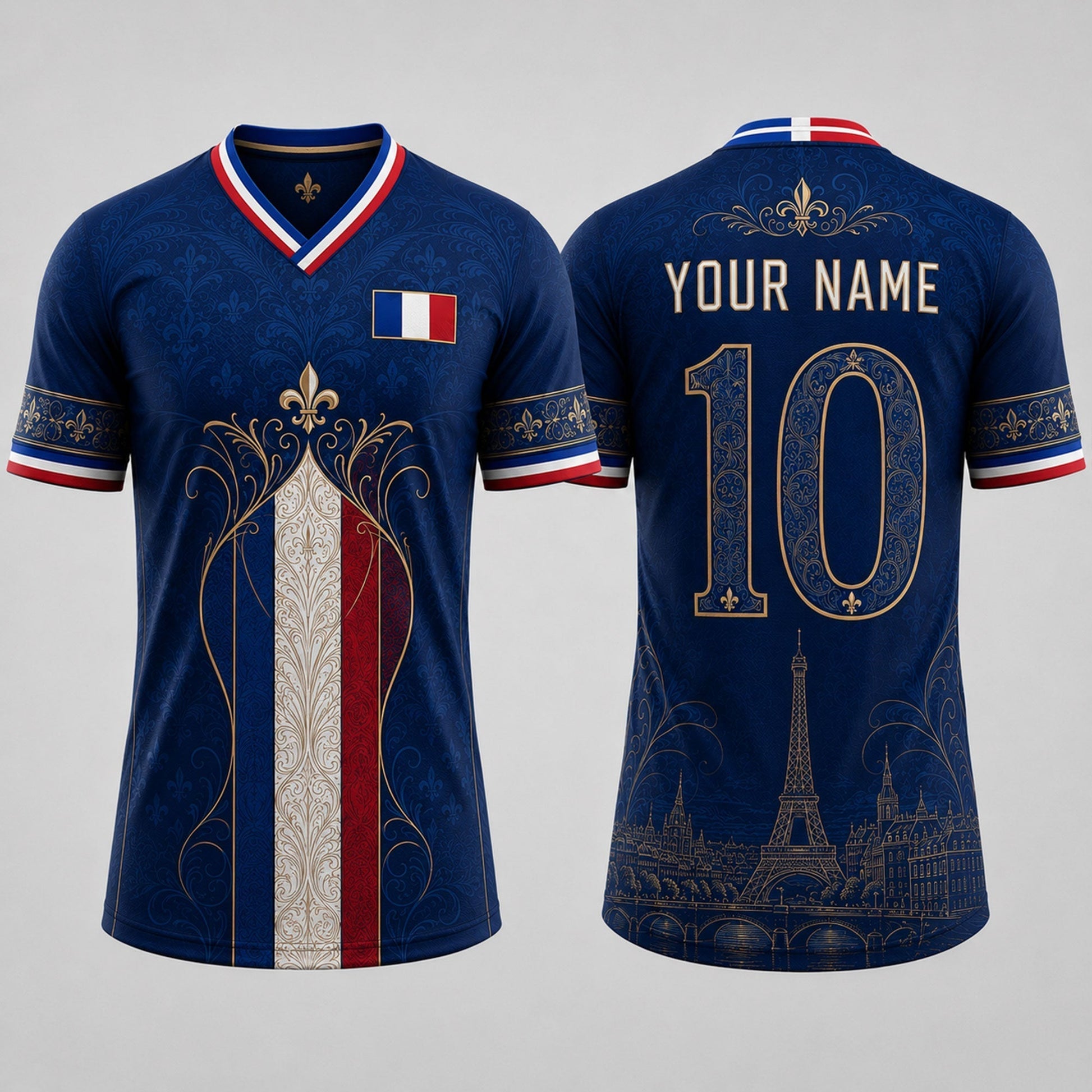 French Fleur De Lis Fooball Shirt, Football France Team V-Neck For Men, Father's Day Presents