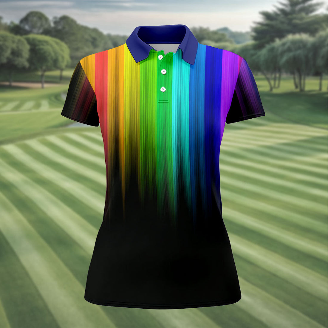 Rainbow Gradient LGBT Support Ladies Golf Tops, Gay Pride Month Celebrate Golf Shirt For Women