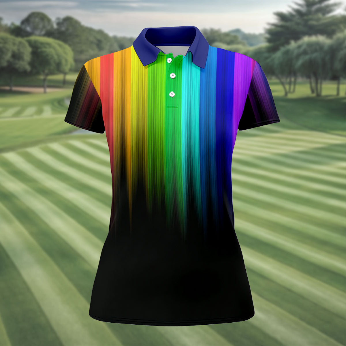 Rainbow Gradient LGBT Support Ladies Golf Tops, Gay Pride Month Celebrate Golf Shirt For Women