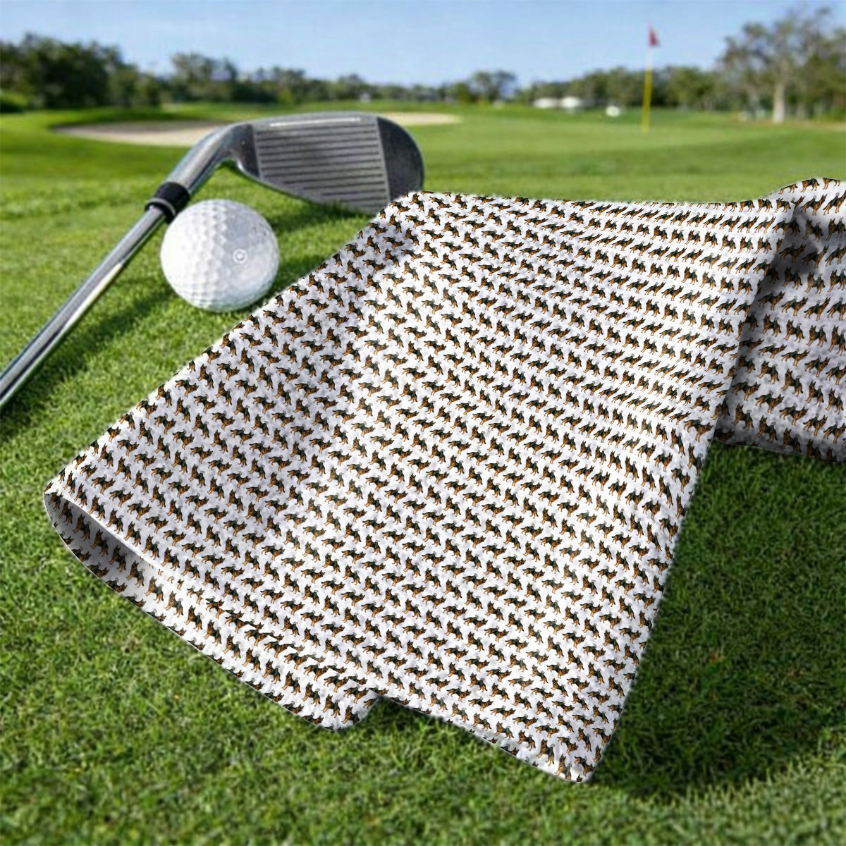 German Shepherd Golf Towel, Dog Lover Pattern Golf Towel, Funny Golfer Dog Gift
