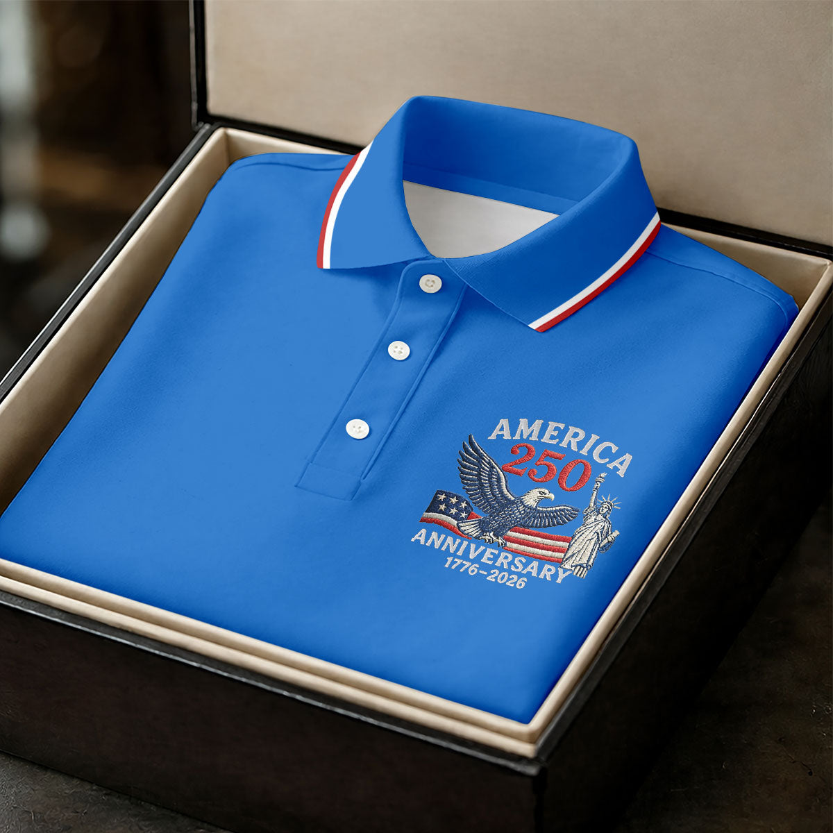 Faith Cross Bald Eagle America 250 Anniversary Blue Patriotic Golf Shirt, Golf Shirt For Women