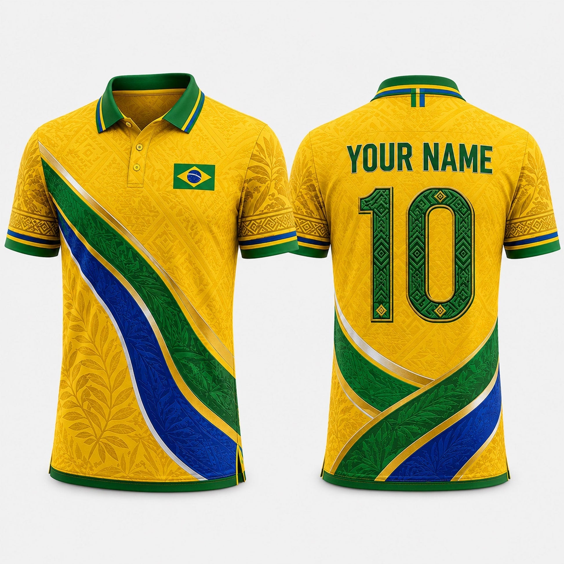 Yellow Green Brazil Fooball Shirt, V-Neck For Men Football Lover, Soccer Game Day Football Gifts