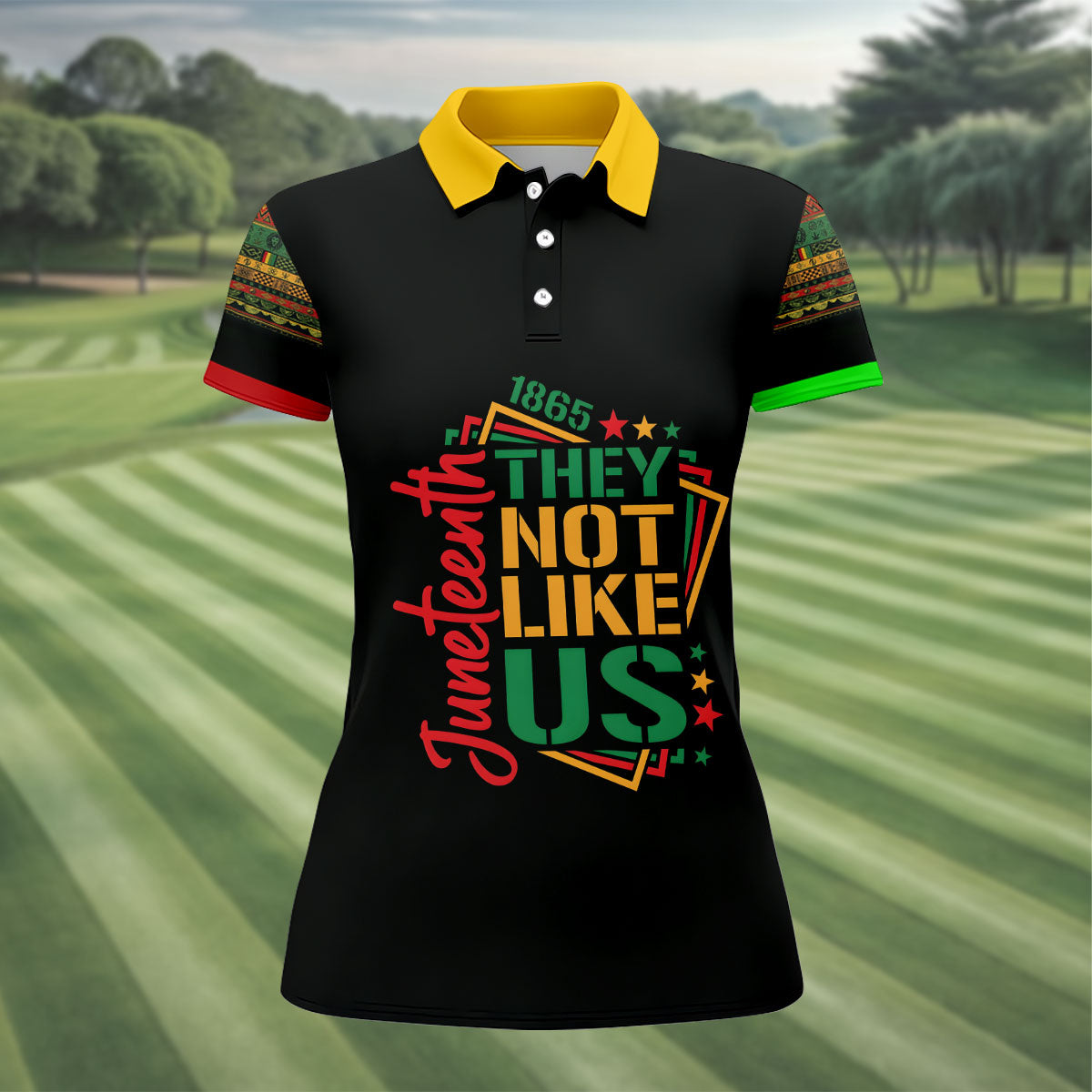 Juneteenth They Not Like Us 1865 Heritage Golf Polo Shirt, Golf Shirts For Women, Women's Golf Apparel