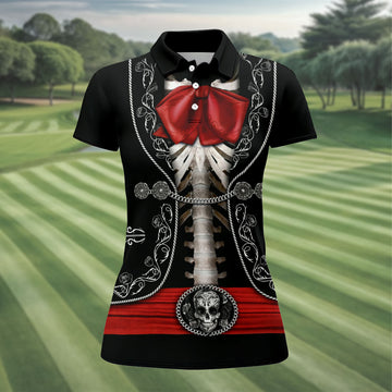 Mexican Fiesta Theme Red Costume Ladies Golf Tops, Cinco De Mayo Celebration Golf Shirt For Women