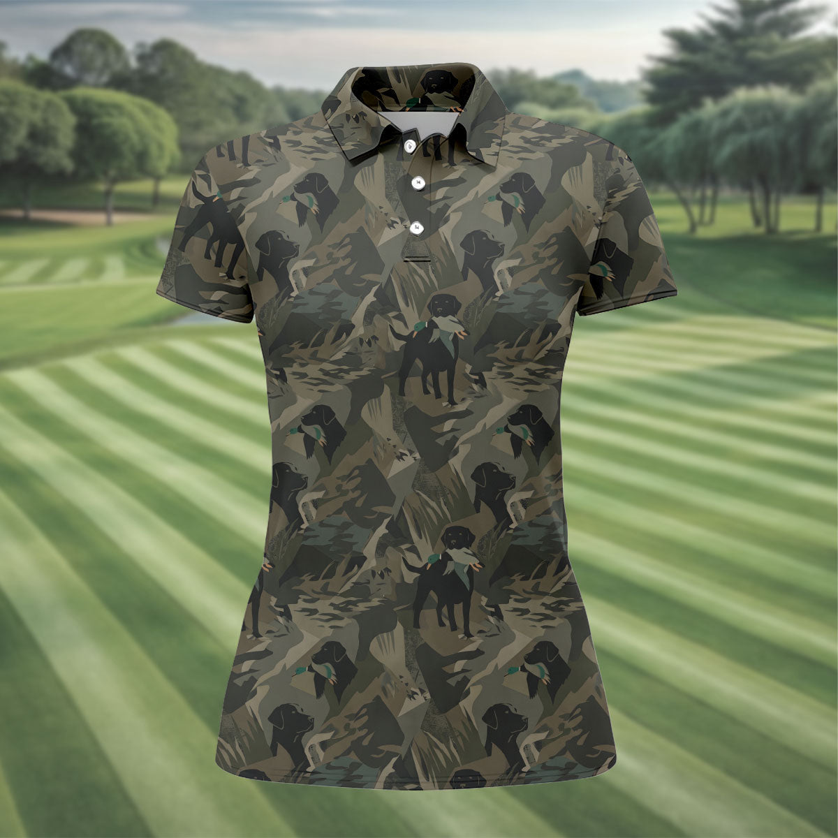Duck Hunting Labrador Hawaiian Golf Shirt, Women's Golf Apparel, Golf Polo For Women