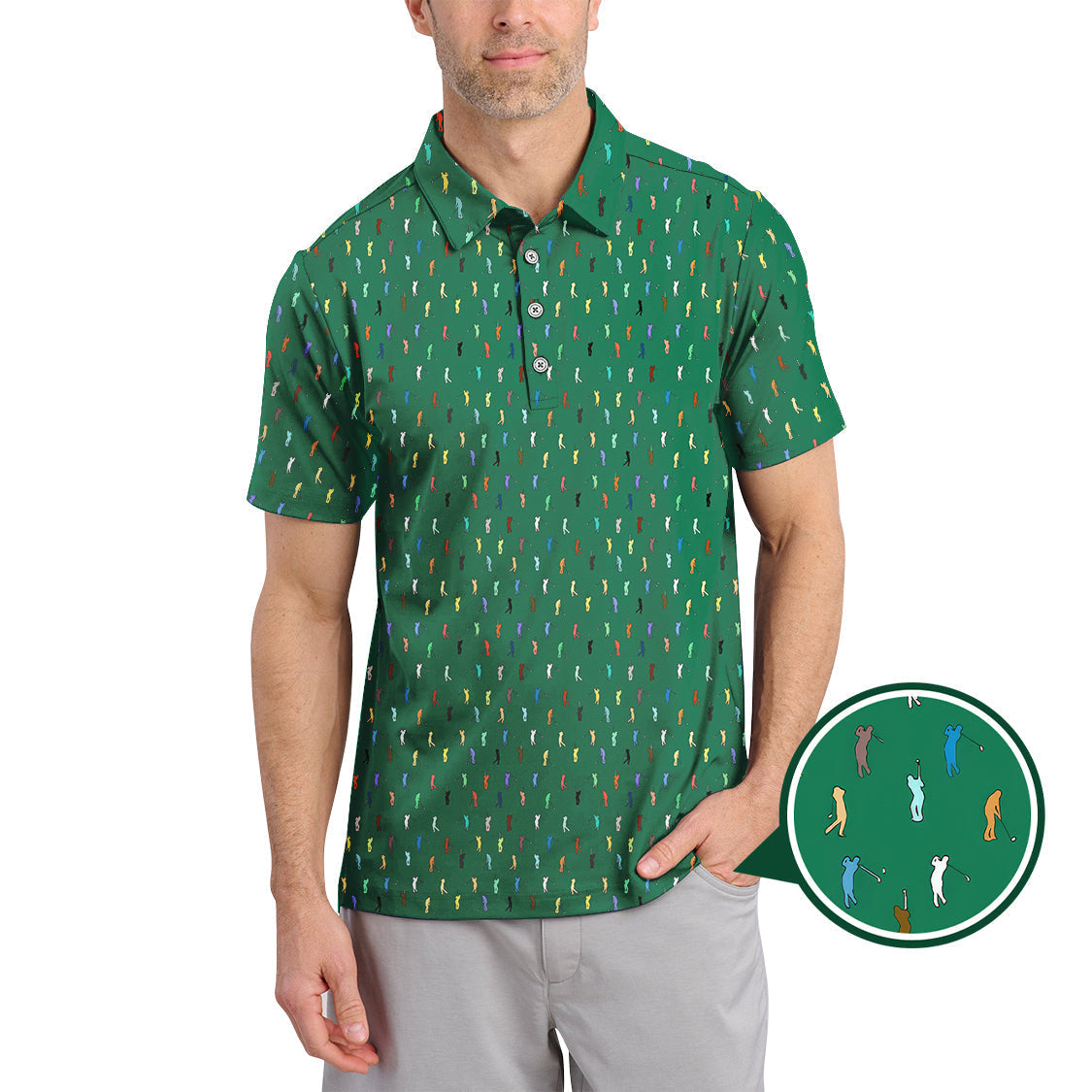 Golf Postures Pattern Golf Polos, Funny Golf Shirt ForMen’s, Crazy Golf Shirts For Golfers