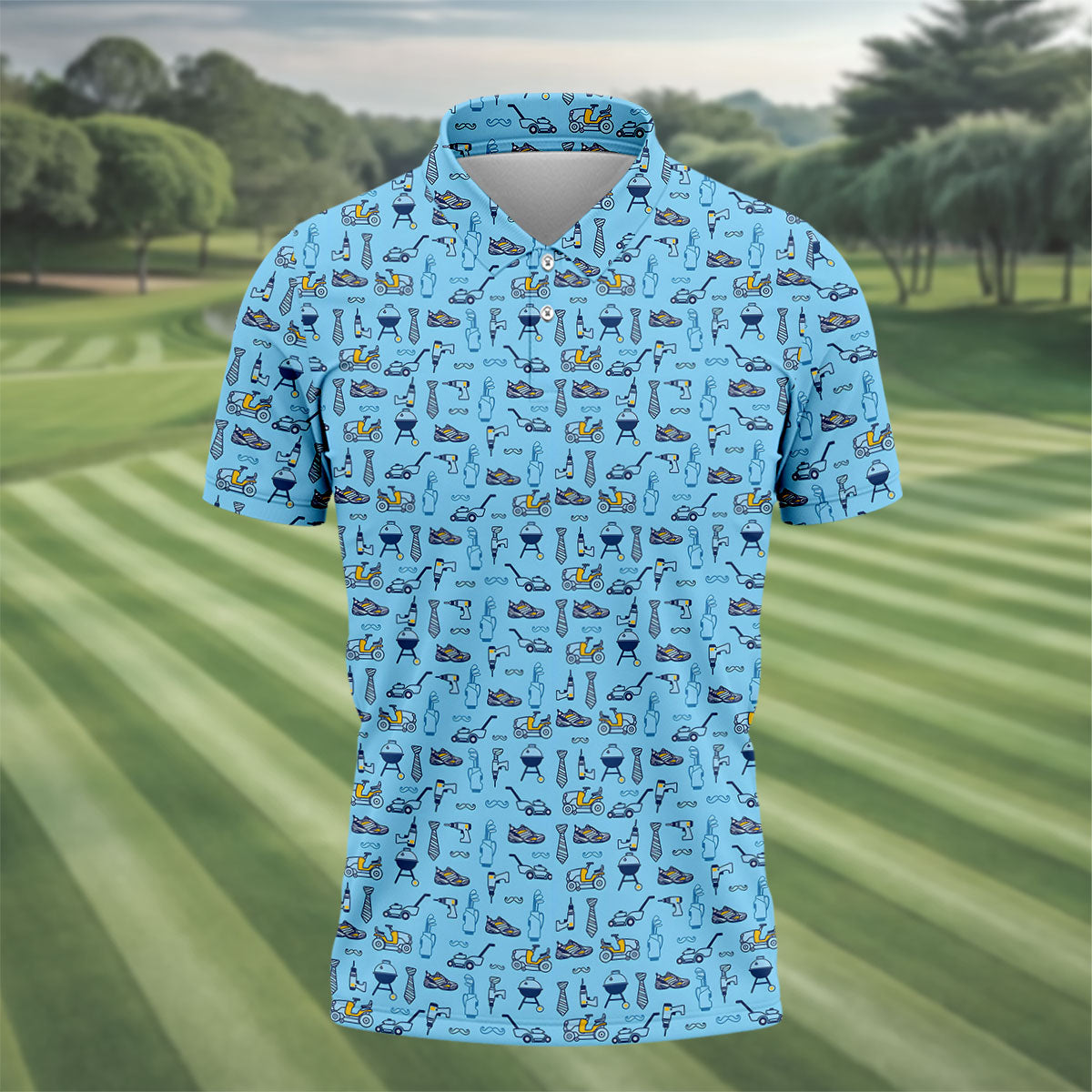 Dad Life Doodle Pattern Funny Golf Shirts, Father's Day Golf Shirt, Golf Gift For Dad