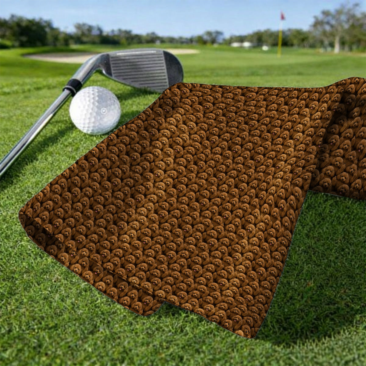 Poodle Dog Golf Towel, Funny Poodle Pattern Golf Towels, Golf Gift For Golfer