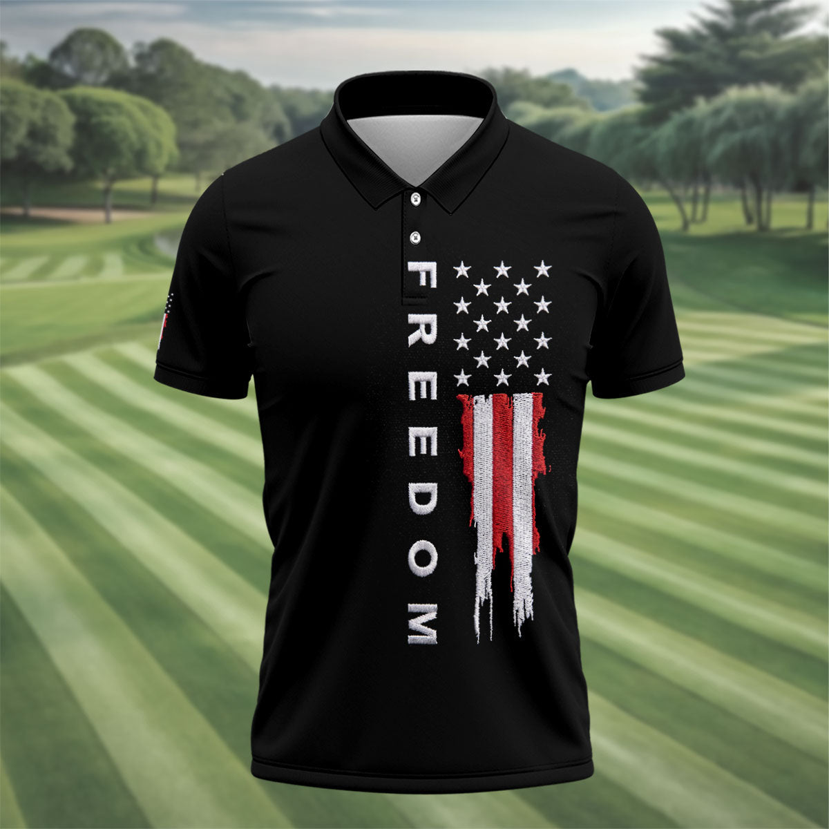 Stars And Stripes Flag 250th Anniversary Golf Shirt, Patriotic 4th Of July Golf Shirts For Men