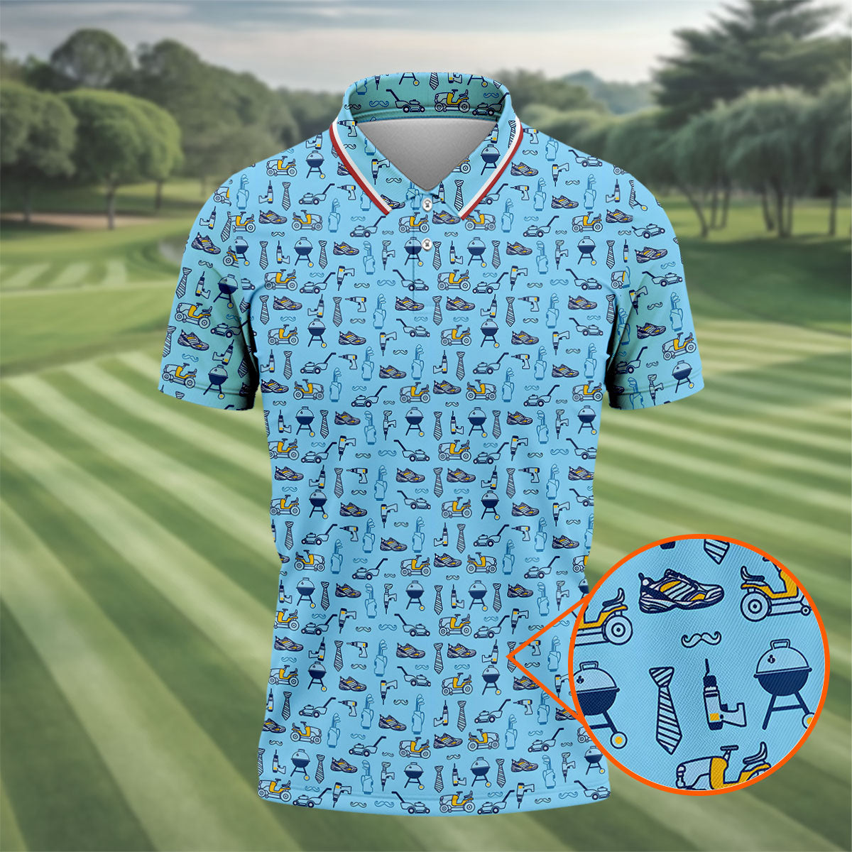 Dad Life Doodle Pattern Funny Golf Shirts, Father's Day Golf Shirt, Golf Gift For Dad