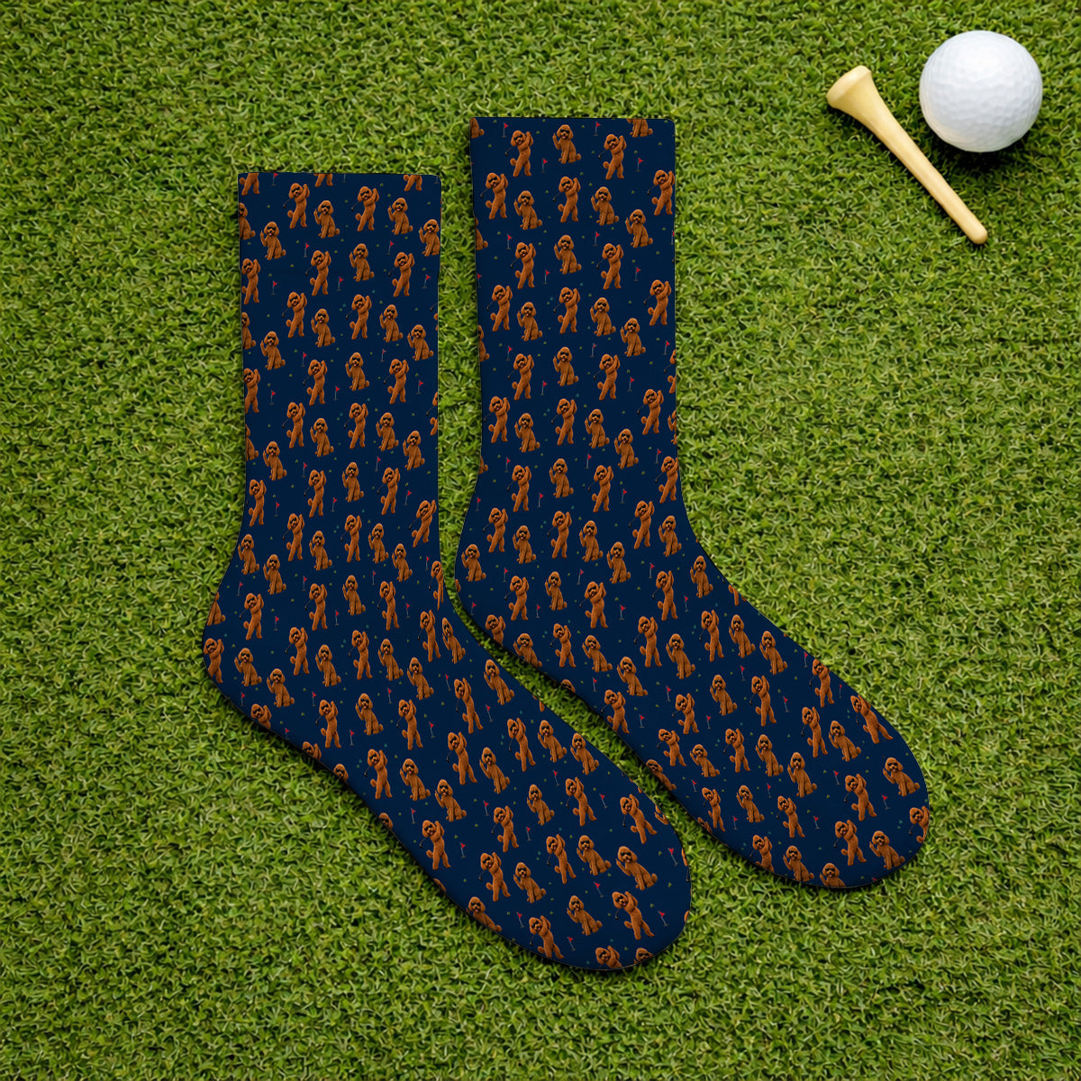 Funny Poodle Pattern Golf Socks, Cool Poodle Dog Golf Sock, Perfect Golf Gift For Golfer