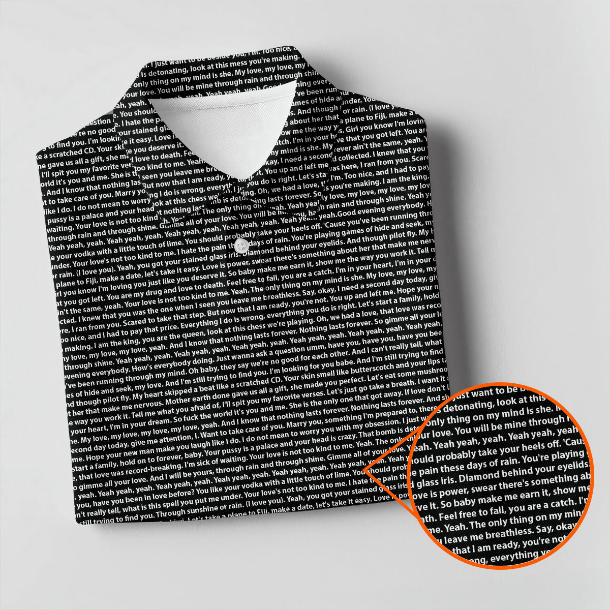 Black Text Pattern Golf Polo Shirt, Golf Shirts For Men, Printed Golf Shirts