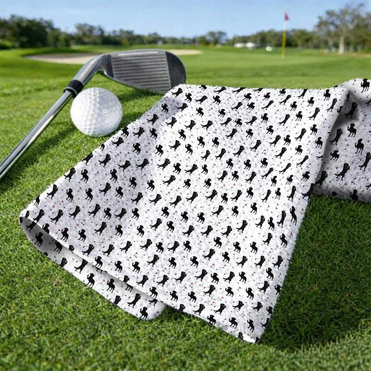 Funny Black Labrador Golf Towel, Lab Dog Pattern Golf Towels, Crazy Golf Gift For Golfer