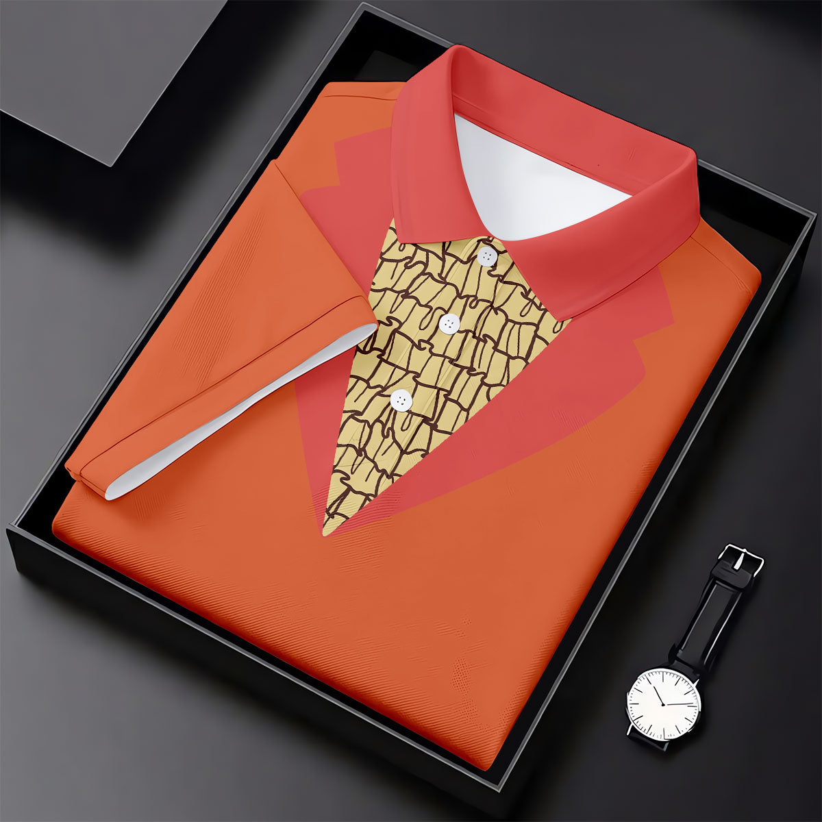 Orange Tuxedo Fun Women's Golf Shirts, Retro Golf Shirt, Ladies Golf Tops