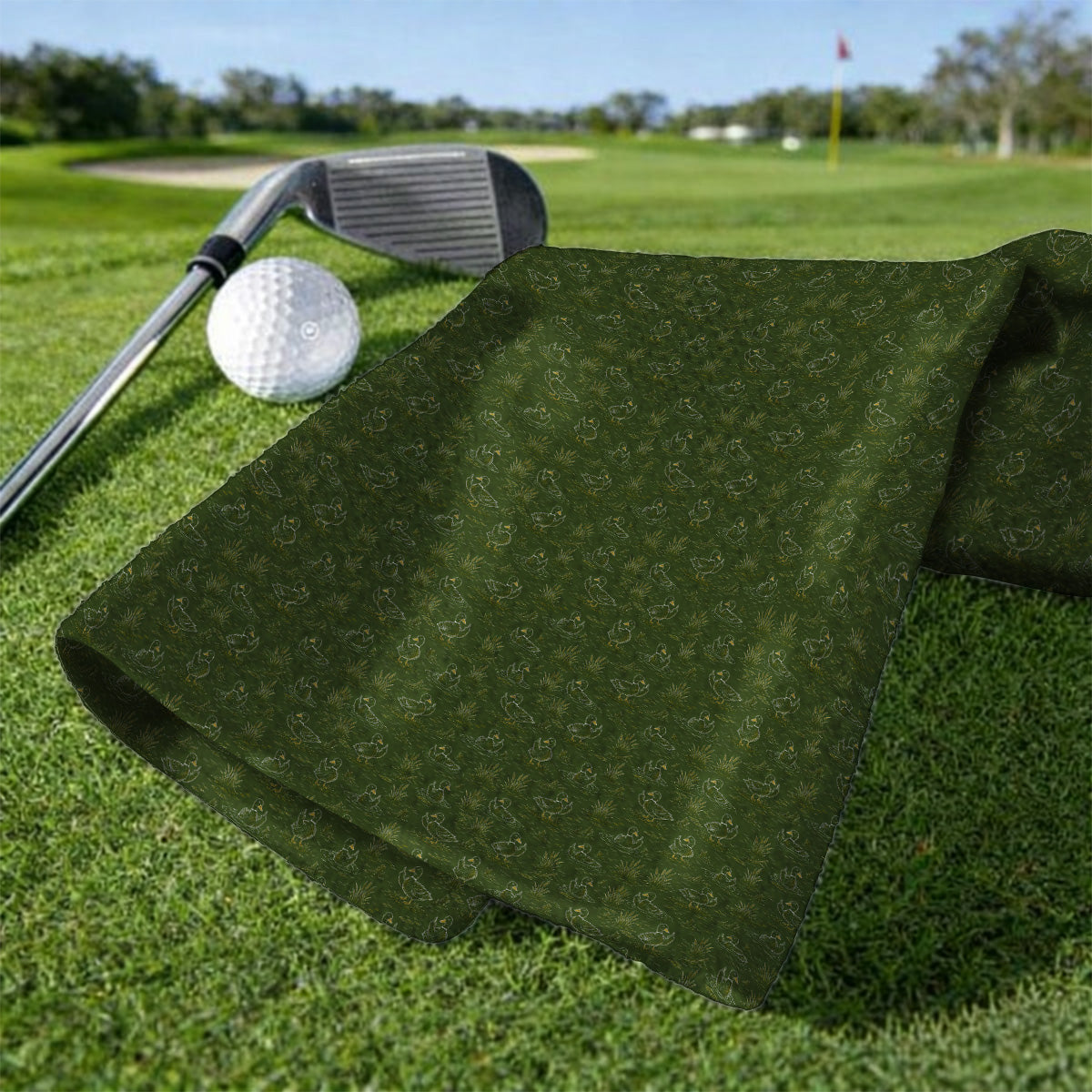 Funny Duck Hunting Golf Towel, Vintage Waterfowl Pattern Golf Towels, Golf Gift For Golfer