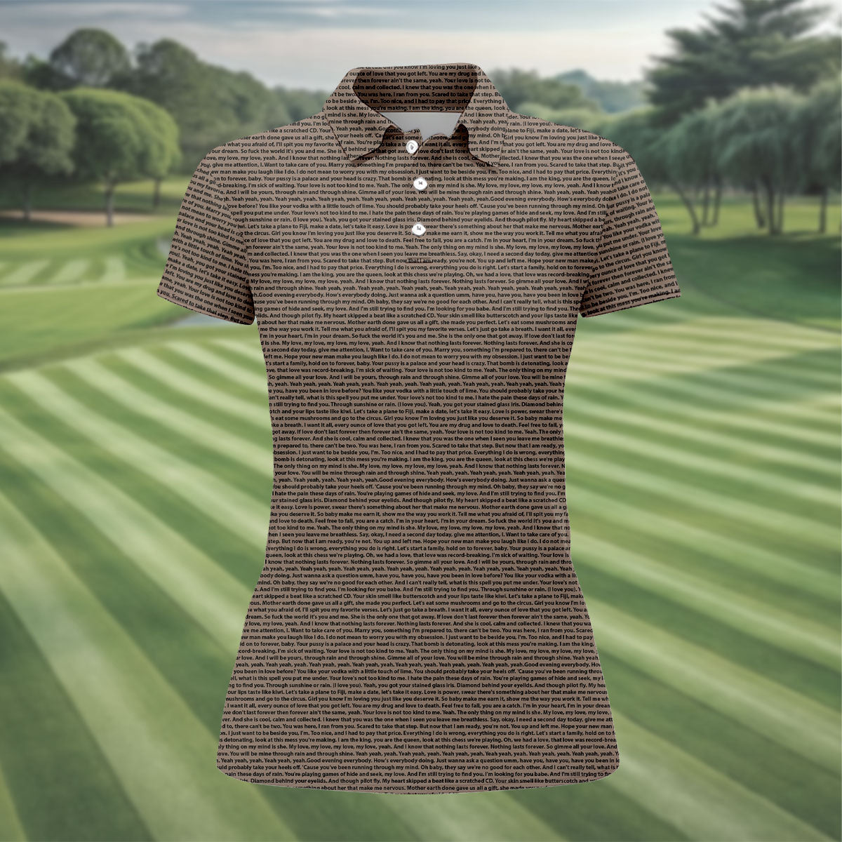 Cream Text Pattern Golf Polo Shirt, Golf Shirts For Women, Women’s Golf Apparel Beige
