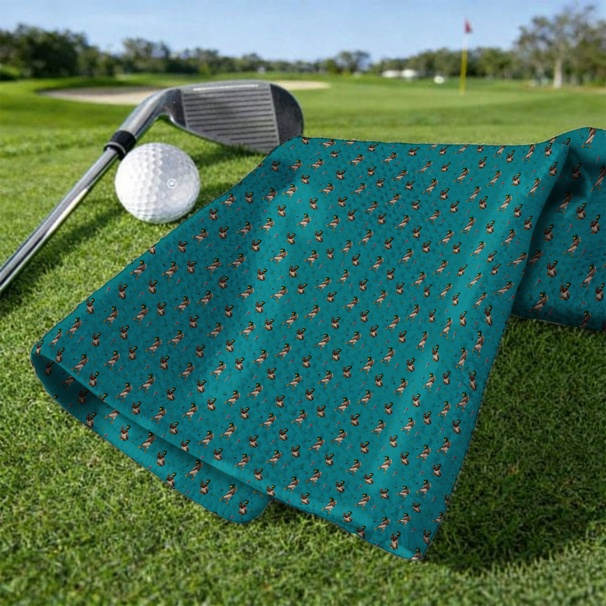 Funny Mallard Duck Golf Towel, Waterfowl Golf Pattern Towels, Gift For Duck Hunting & Golf Lovers