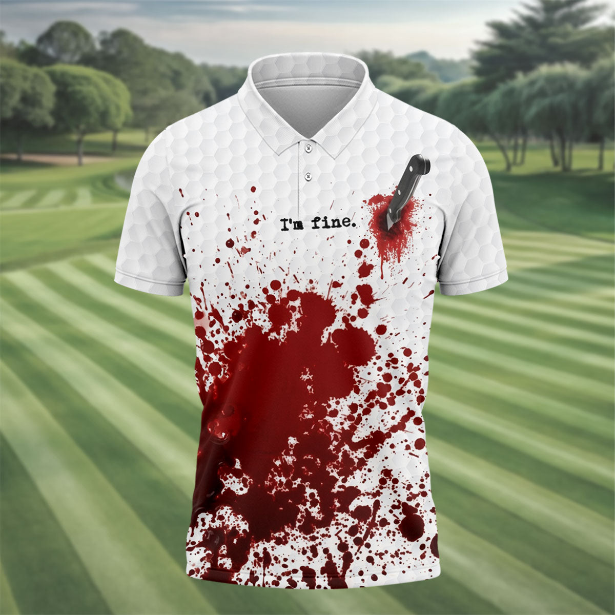 I'm Fine. Horror Golf Polo Shirt, Golf Polo Shirts For Men, Printed Golf Shirts