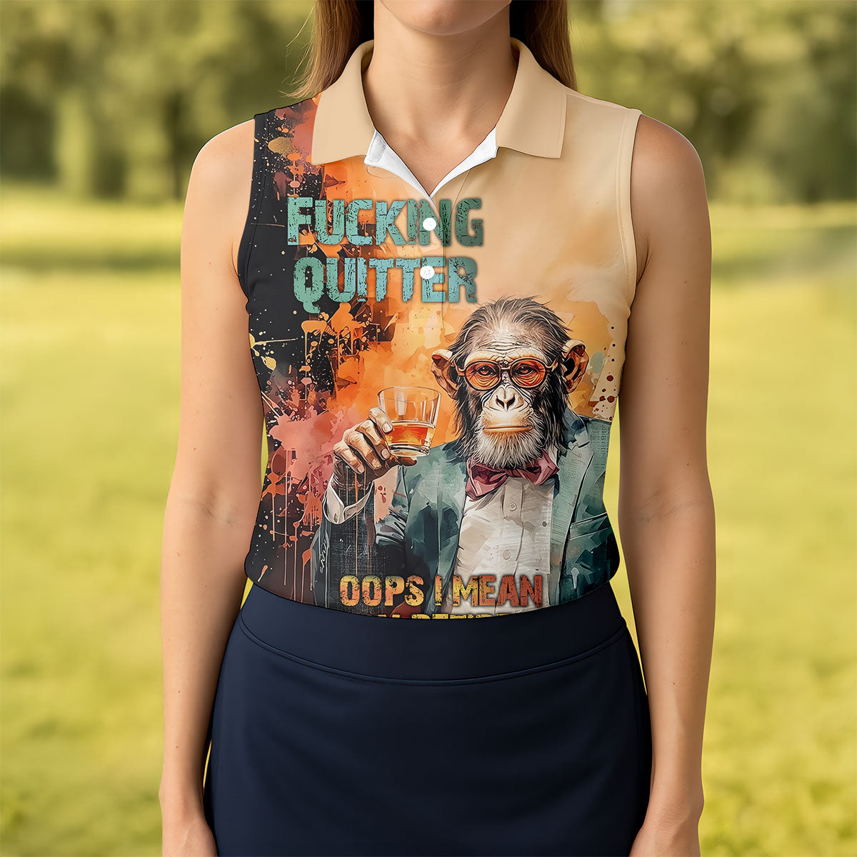 Funny Monkey Happy Retirement Golf Polo Shirt, Women’s Golf Apparel, Ladies Golf Tops