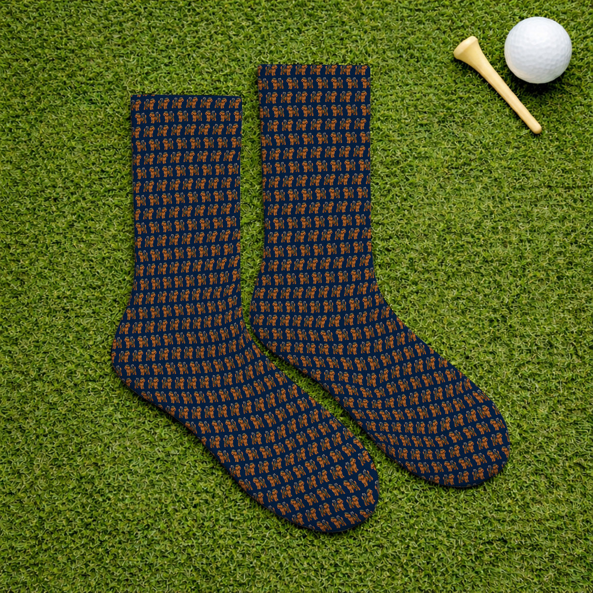 Funny Dog Pattern Golf Sock, Poodle Golf Socks, Golf Gift For Golfer