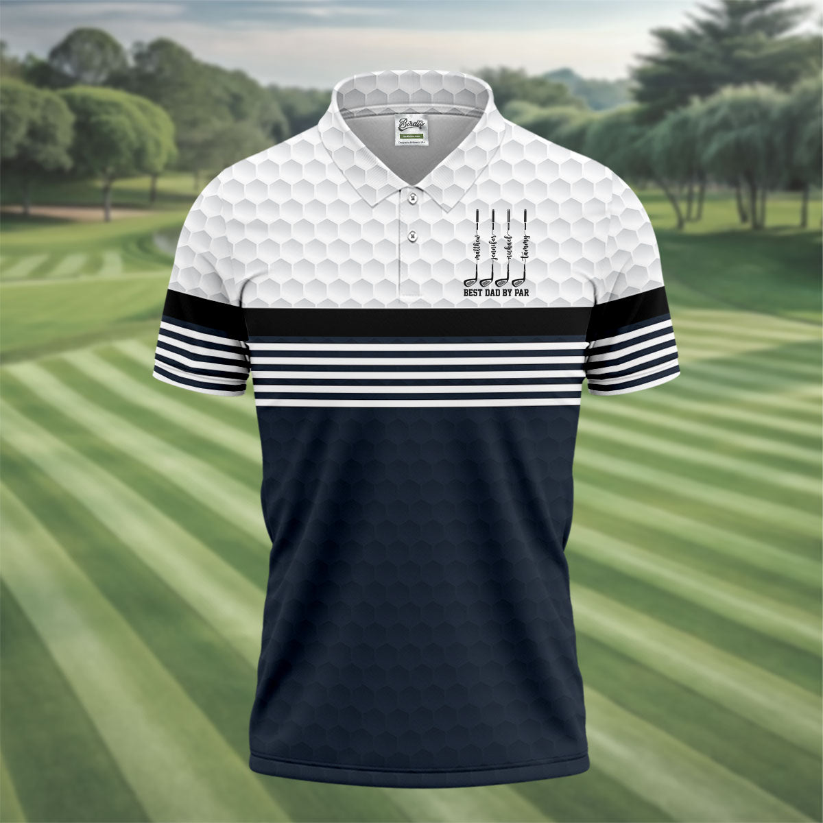 Best Dad By Par Golf Ball Pattern Father's Day Golf Shirt, Golf Gift For Dad, Polo Shirts For Men
