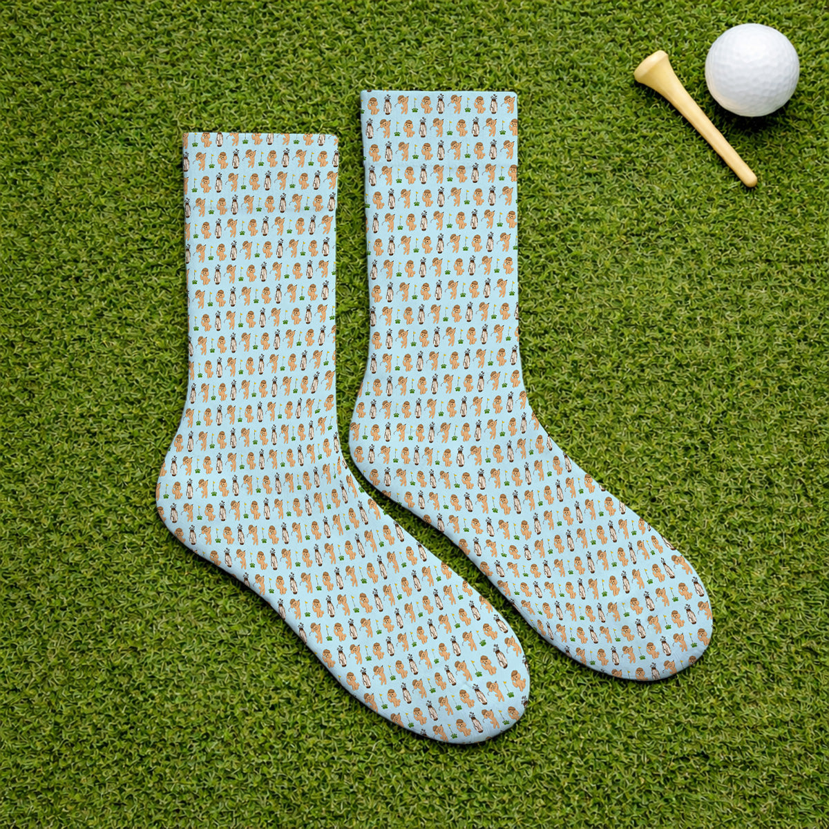 Toy Poodle Pattern Golf Socks, Funny Poodle Golf Sock, Golf Gift For Dog Lover