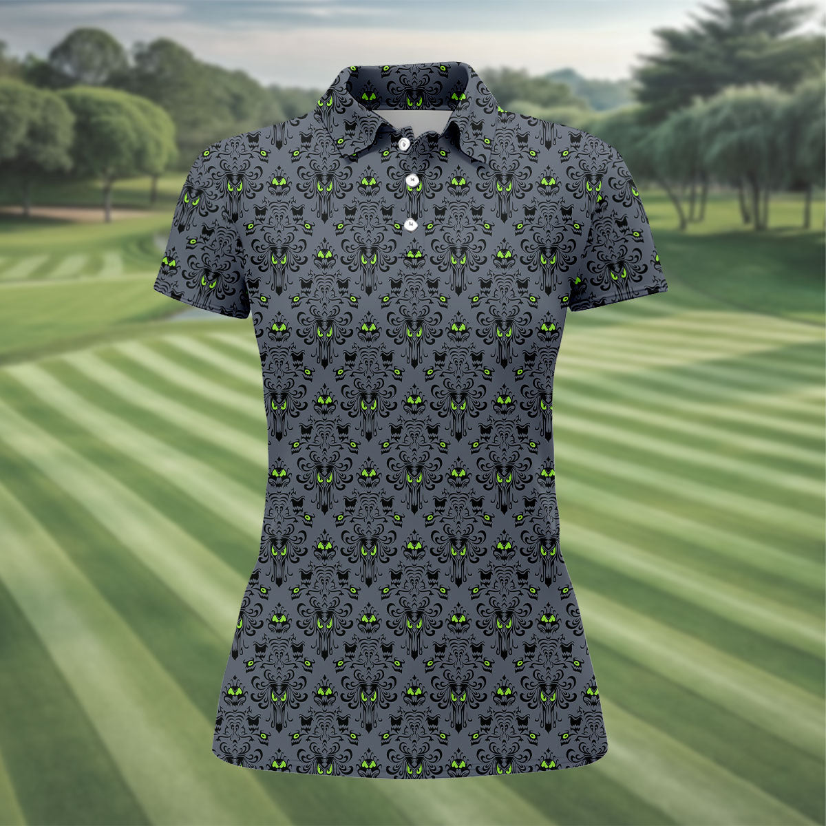 Haunted Mansion Hitchhiking Ghosts Halloween Golf Shirt, Halloween Gift Idea, Ladies Golf Shirts