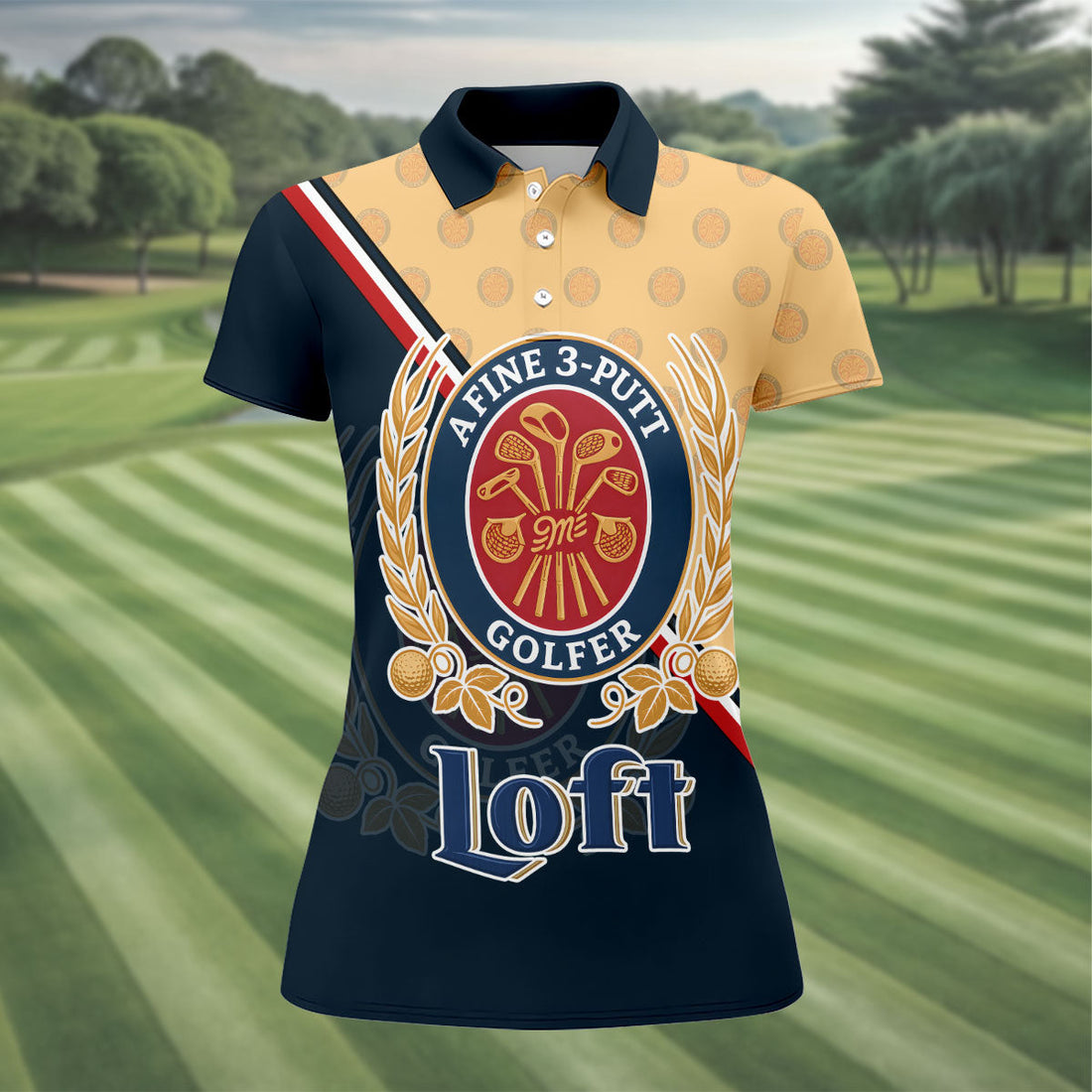 A Fine 3 Putt Golfer Badge Golf Shirt, Women's Golf Shirt, Hawaiian Golf Shirt, Long Sleeve Polo Shirt