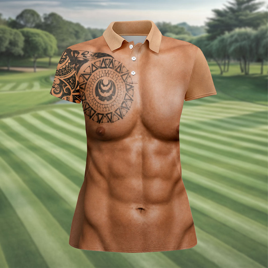 Funny Muscle Body Tattoo Print Golf Shirt, Funny Golf Shirt, Hawaiian Golf Shirt, Golf Tops For Women