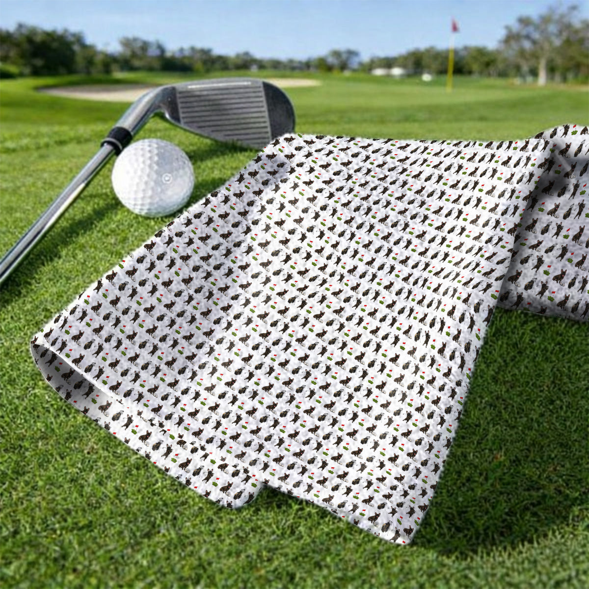 Brindle French Bulldog Golf Towel, Funny Frenchie Pattern Golf Towels, Golf Dad Gift