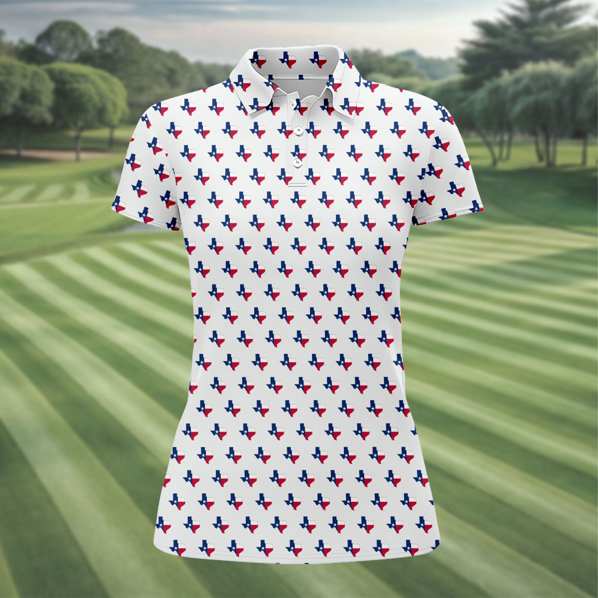 Texas Flag State Pattern Golf Polo Shirt, Women's Golf Tops, Ladies Golf Shirts