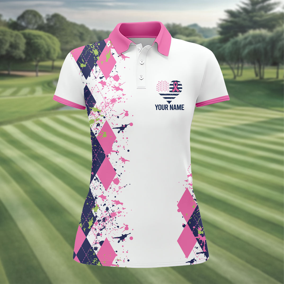 Custom No One Fights Alone Breast Cancer Shirt, Golf Shirts For Women, Ladies Golf Top