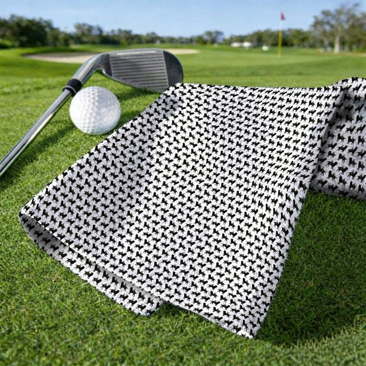 Black Lab Pattern Golf Towels, Crazy Labrador Golf Towel, Golf Gift For Golfer