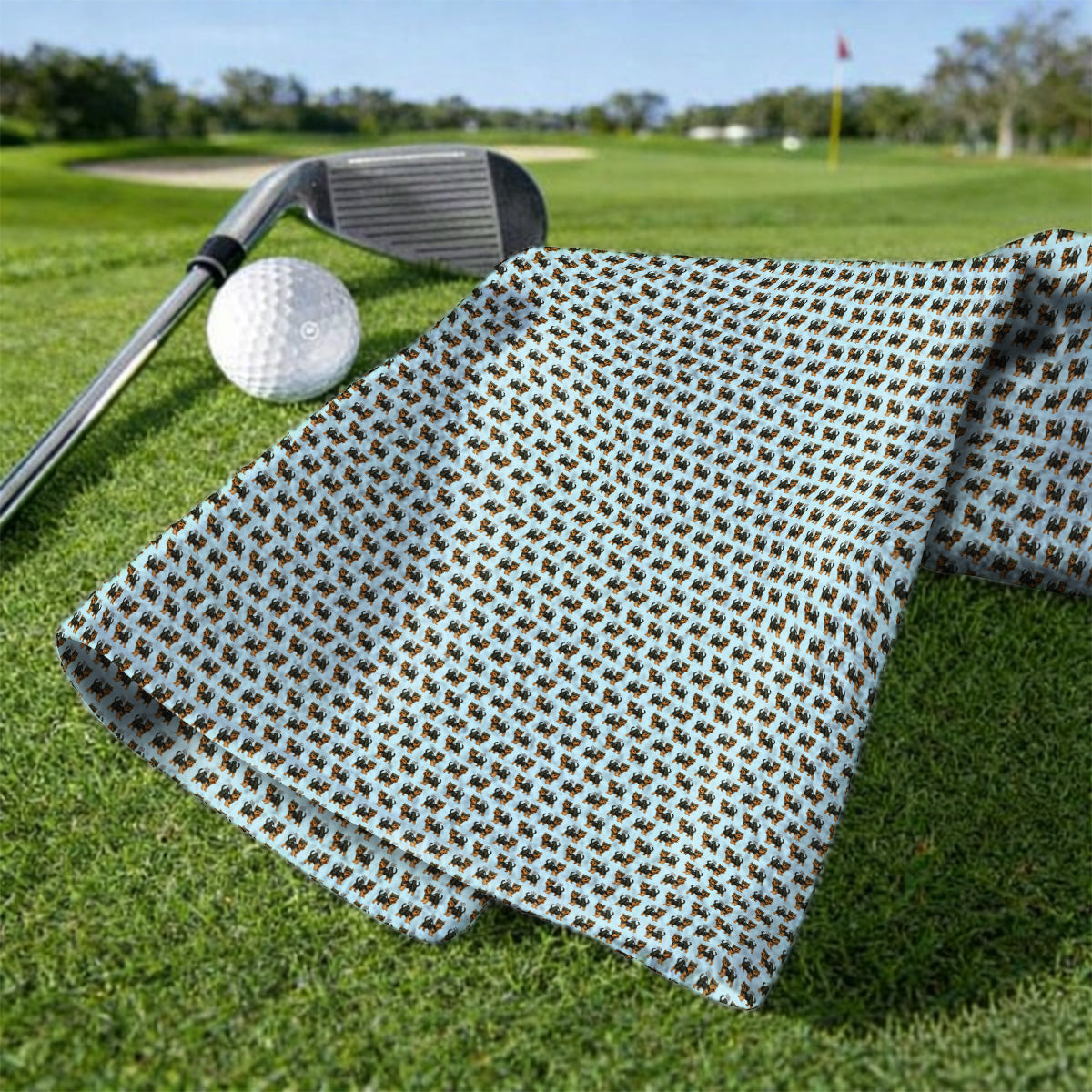 Yorkie Golf Pattern Golf Towels, Yorkshire Terrier Golf Towel, Golf Gift For Golfer