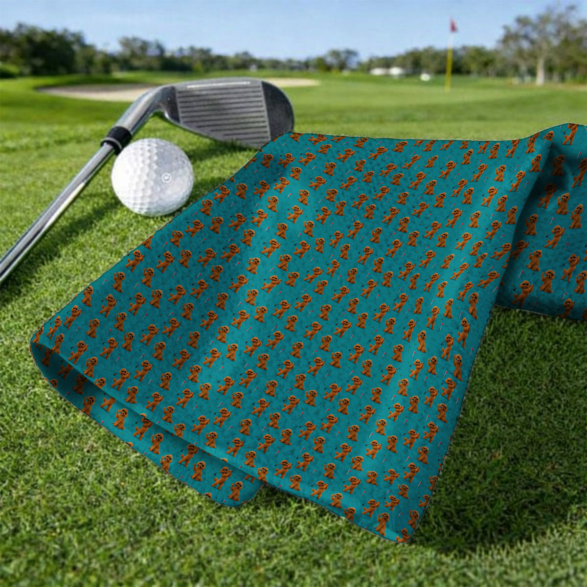 Funny Poodle Pattern Golf Towel, Cool Poodle Dog Golf Towels, Perfect Golf Gift For Golfer