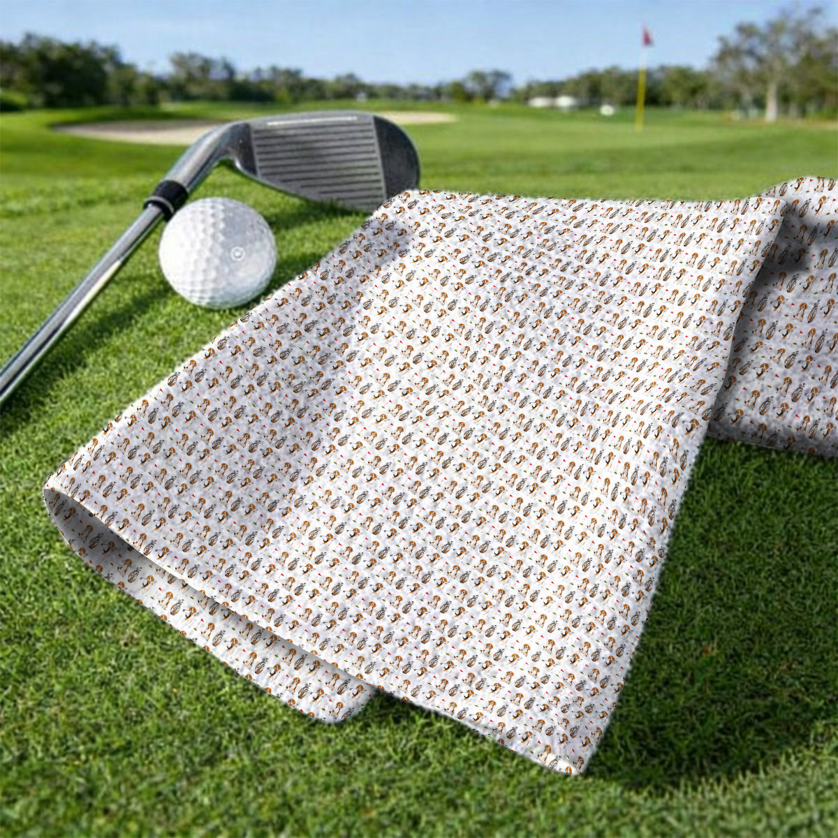 Beagle Golf Pattern Golf Towel, Hunting Dog Golf Towels, Funny Golf Gift For Golfer