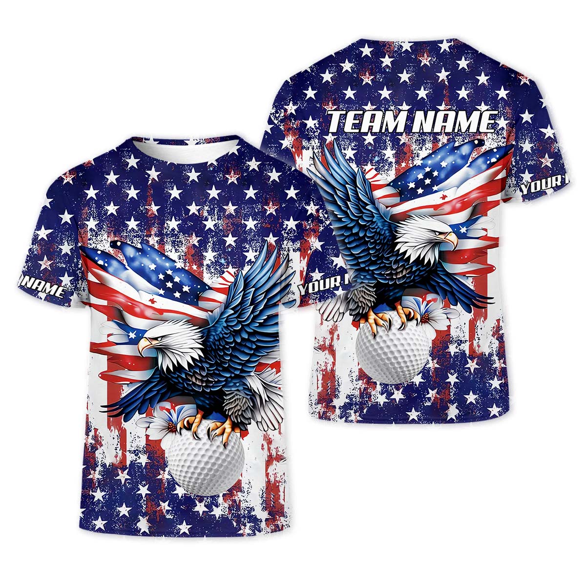 American Eagle And Star Custom Golf Polo Shirt, Gift For Golfers, Golf Gift Ideas, America 250 Anniversary Golf Shirt